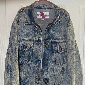 Rare Vintage 1980's Inner View Distressed and Bleached Denim Jacket (Women's M)